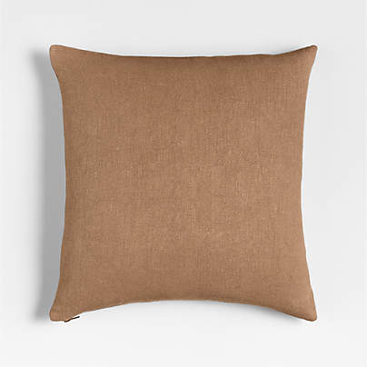 Relaxed Linen 20"x20" Sierra Tan Layering Throw Pillow with Feather Insert