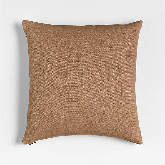 Relaxed Linen 20"x20" Sierra Tan Layering Throw Pillow with Down-Alternative Insert