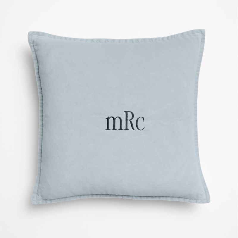 Relaxed Washed Organic Cotton Velvet 20"x20" Pale Blue Throw Pillow with Down-Alternative Insert - image 2 of 6