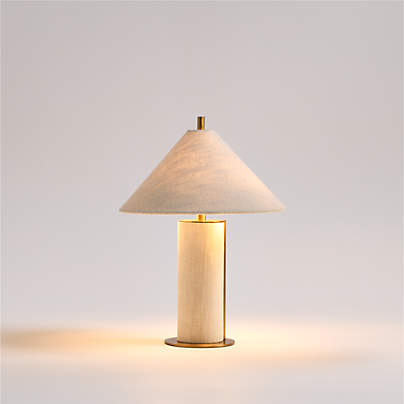 Remi Small Ivory Linen Table Lamp 15"