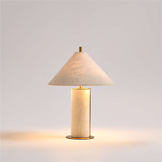 Remi Small Ivory Linen Table Lamp 15"