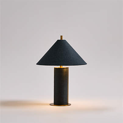 Remi Navy Linen Mini Table Lamp 15"