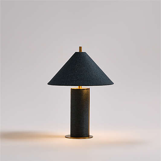 Remi Navy Linen Mini Table Lamp 15"