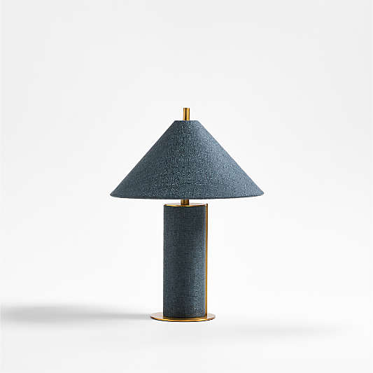 Remi Navy Blue Linen Mini Table Lamp 15"