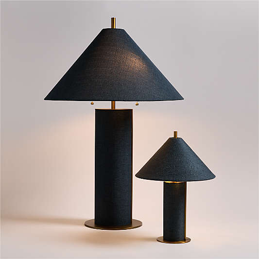 Remi Navy Linen Mini Table Lamp 15"