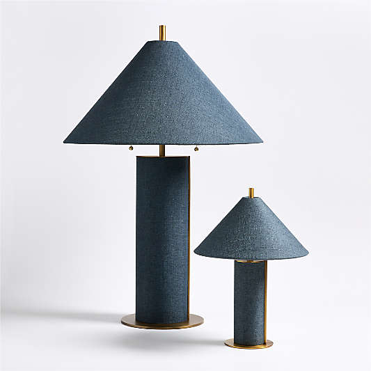Remi Blue Linen Table Lamps 15"-31.7"