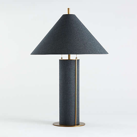 Remi Blue Linen Table Lamp 31.75"