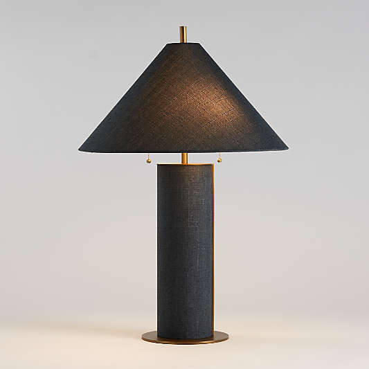 Remi Blue Linen Table Lamp 31.75"