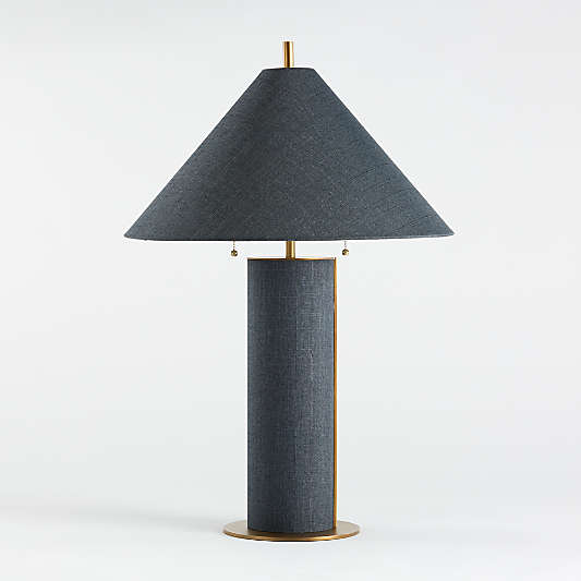 Remi Navy Blue Linen Table Lamp 31.7"