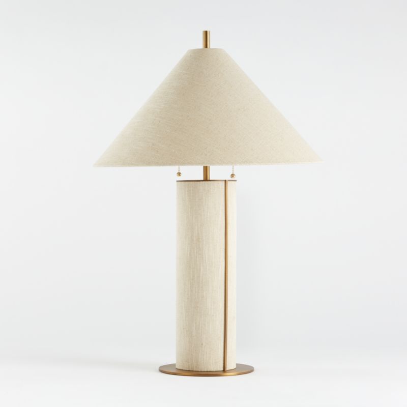 Remi Natural Linen Table Lamp Bedroom Lighting + Reviews | Crate & Barrel