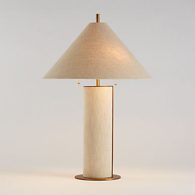View Remi Natural Linen Table Lamp 31.7" details