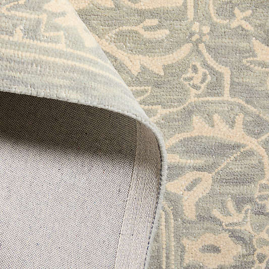 Rennes Wool Traditional Hand-Tufted Light Blue Area Rug 6'x9'
