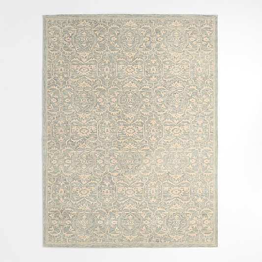 Rennes Wool Traditional Light Blue Area Rug 9'x12'