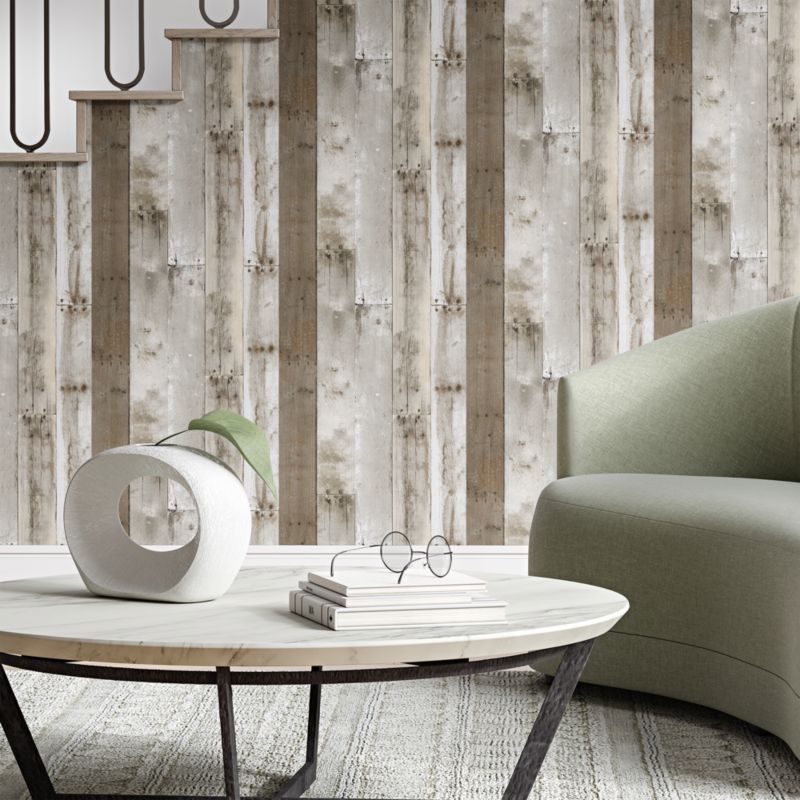 Tempaper Weathered Repurposed Wood Removable Wallpaper Crate & Barrel