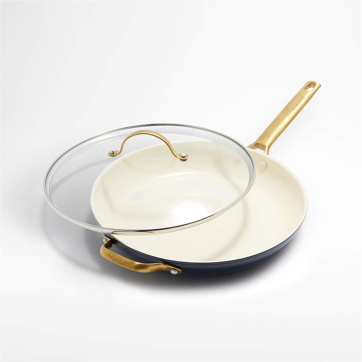 GreenPan Reserve Twilight Blue 12" NonStick Ceramic Frying Pan with Lid + Reviews Crate & Barrel