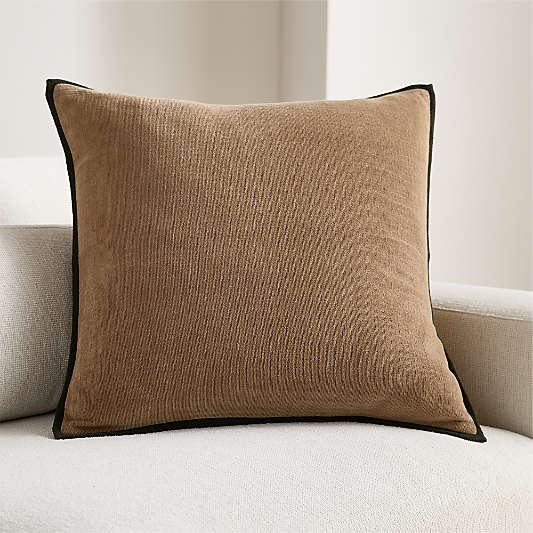 Rete Chenille Border 23"x23" Camel Tan Throw Pillow Cover by Venus Williams