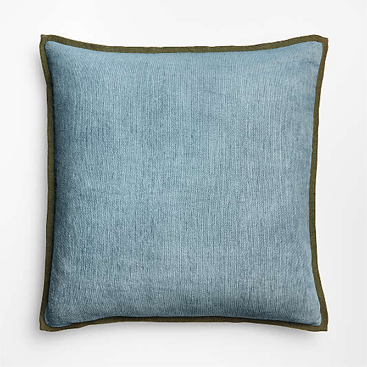 Rete Chenille Border 23"x23" Crystal Blue Throw Pillow Cover by Venus Williams