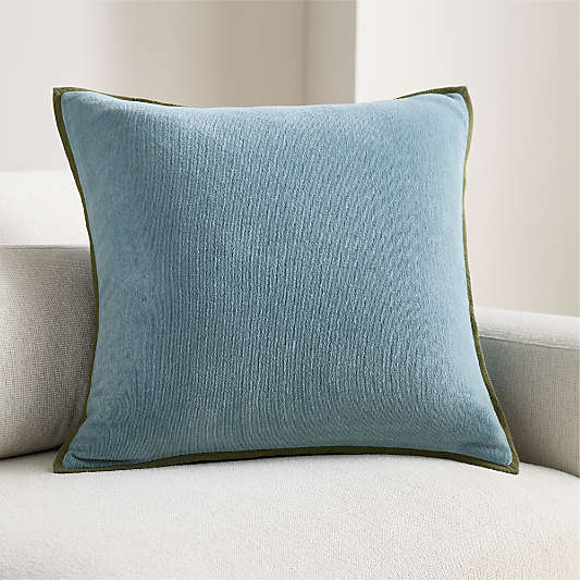 Rete Chenille Border 23"x23" Crystal Blue Throw Pillow Cover by Venus Williams
