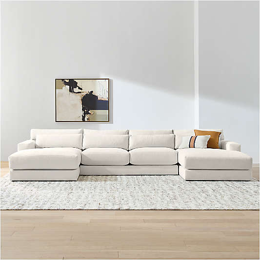 Retreat 3-Piece U-Shaped Sectional Sofa with Double Chaise Lounge