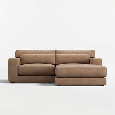 Retreat 2-Piece Small Space Leather Sectional Sofa with Chaise Lounge