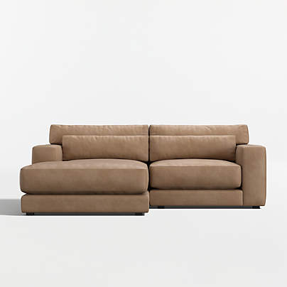 Retreat 2-Piece Small Space Leather Sectional Sofa with Chaise Lounge