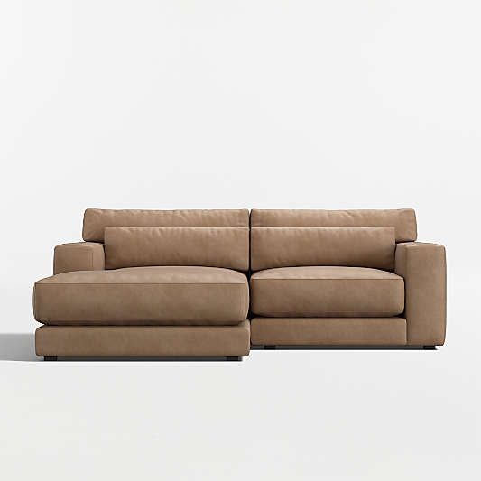 Retreat 2-Piece Small Space Leather Sectional Sofa with Chaise Lounge