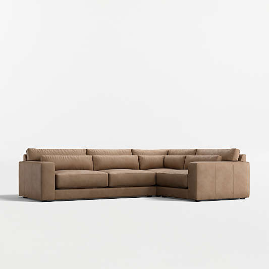 Retreat 3-Piece L-Shaped Leather Sectional Sofa