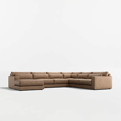 Retreat 4-Piece L-Shaped Leather Sectional Sofa with Chaise Lounge