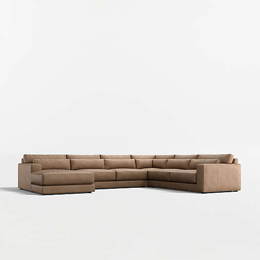 Retreat 4-Piece L-Shaped Leather Sectional Sofa with Chaise Lounge