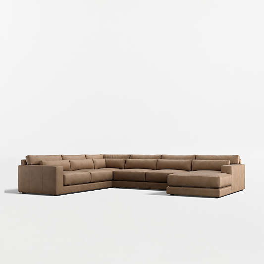 Retreat 4-Piece L-Shaped Leather Sectional Sofa with Chaise Lounge