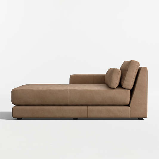 Retreat Leather Left-Arm Chaise Lounge Sectional Piece