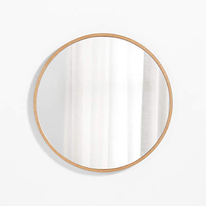 Finn Oak Wood 31" Round Wall Mirror