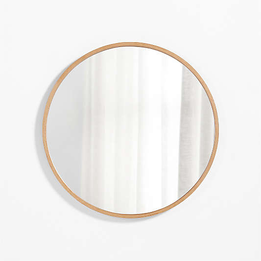 Finn Oak Wood 31" Round Wall Mirror