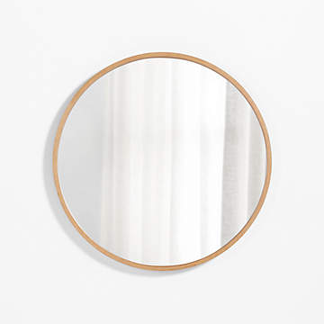 Natia Oak Round Wall Mirror