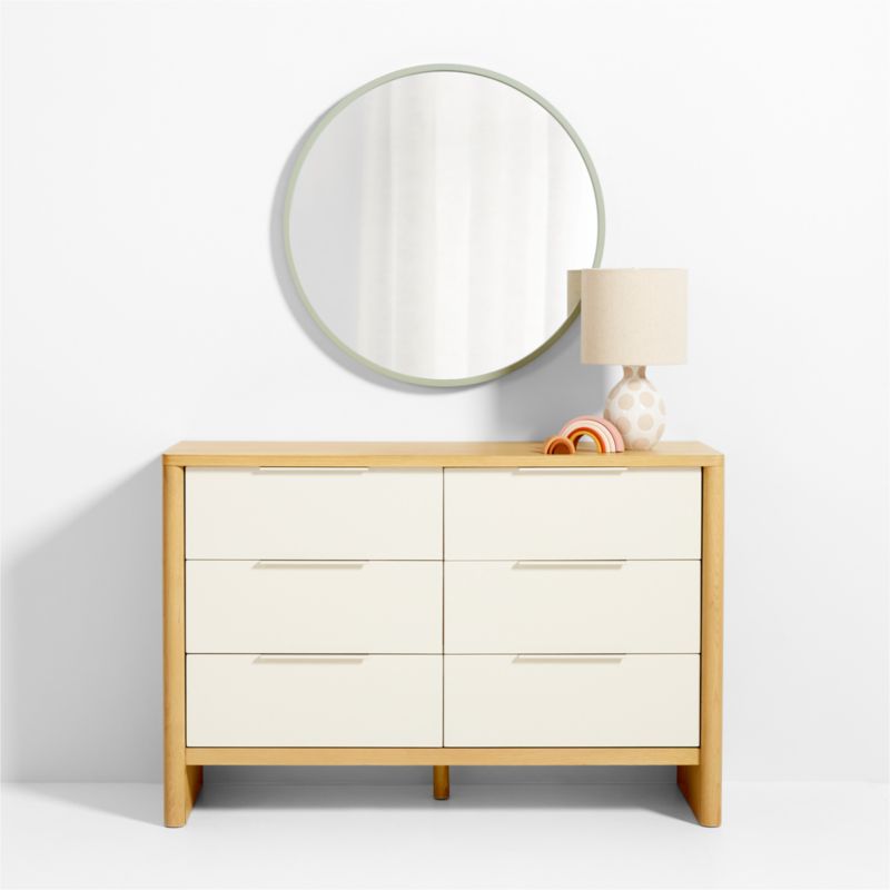 Finn Sage Green Wood 31" Round Wall Mirror - image 3 of 6