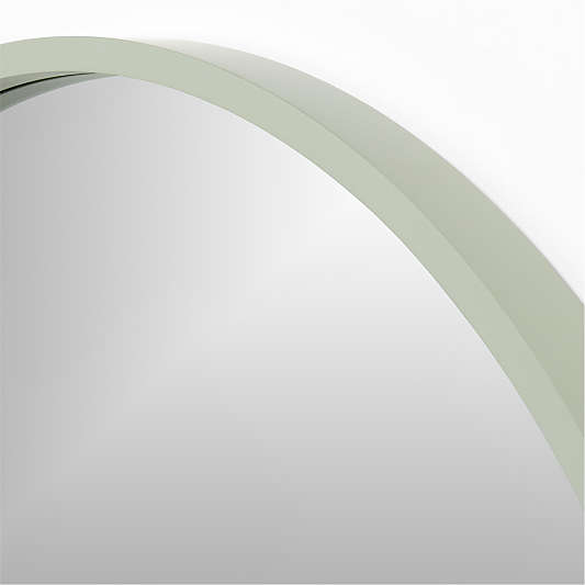 Finn Sage Green Wood 31" Round Wall Mirror