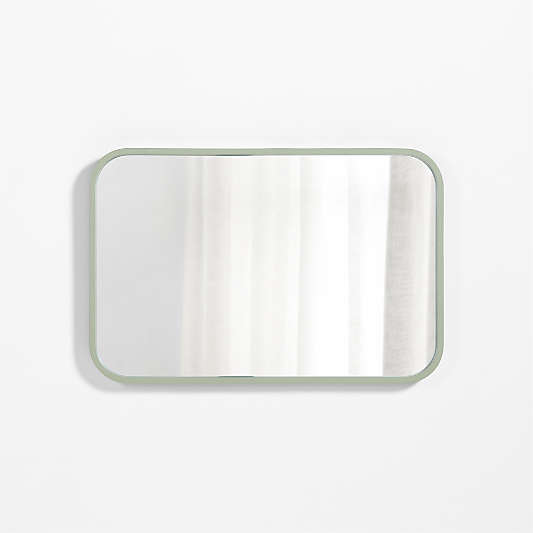 Finn Sage Green Wood Rectangle Wall Mirror