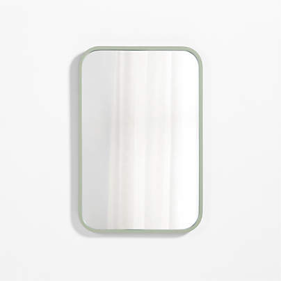 Finn Sage Green Wood Rectangle Wall Mirror