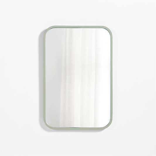 Finn Sage Green Wood Rectangle Wall Mirror