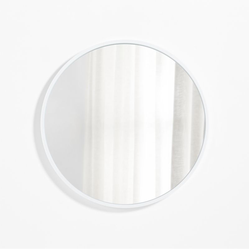 Finn White Wood 31" Round Wall Mirror - image 0 of 8