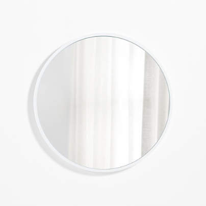 Finn White Wood 31" Round Wall Mirror