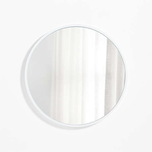 Finn White Wood 31" Round Wall Mirror