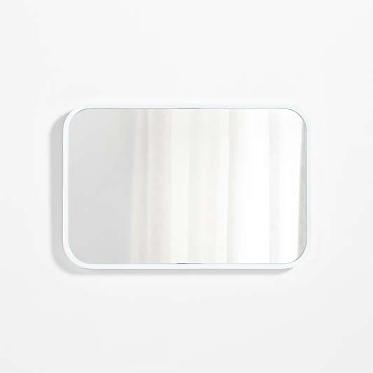 Finn White Wood Rectangle Wall Mirror