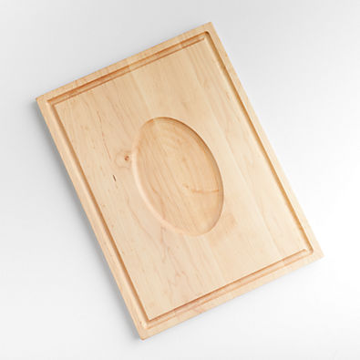 View Crate & Barrel Reversible Maple Cutting Board with Meat Rest 24"x18" details