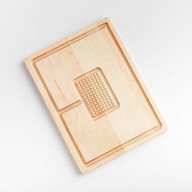 View Crate & Barrel Reversible Maple Cutting Board with Spikes 20"x15" details