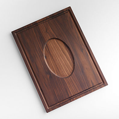 View Crate & Barrel Reversible Walnut Cutting Board with Meat Rest 24"x18" details