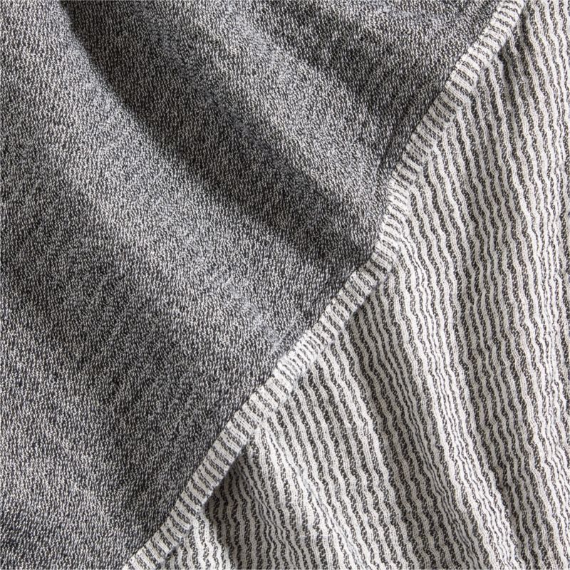 Reversible Stripe Gauze 80"x80" Ink Black and Arctic Ivory Throw Blanket