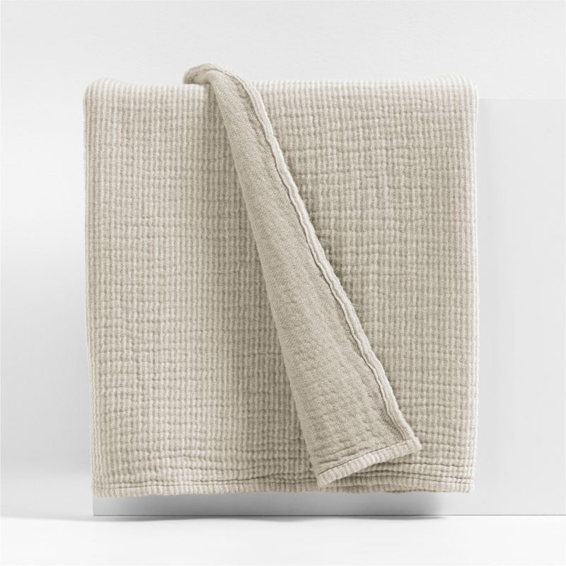 Organic Cotton 80"x80" Fawn Brown Striped Waffle Oversized Throw Blanket