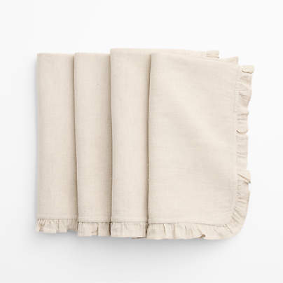 Ruffle Natural Cotton Linen Blend, Set of 4