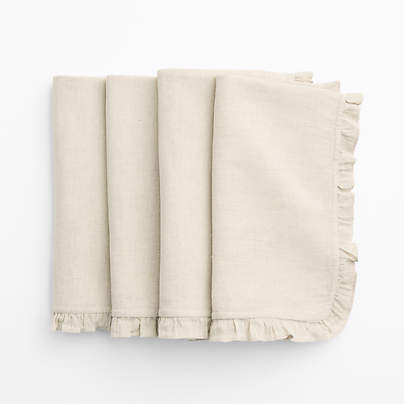 Ruffle Natural Cotton Linen Blend, Set of 4